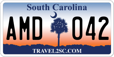 SC license plate AMD042