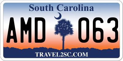 SC license plate AMD063