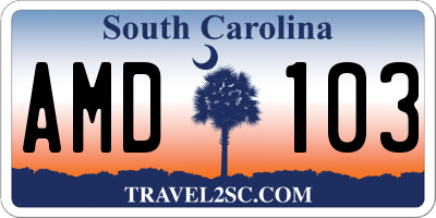 SC license plate AMD103