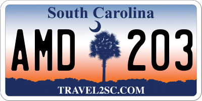 SC license plate AMD203
