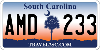 SC license plate AMD233