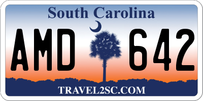 SC license plate AMD642
