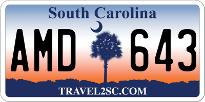 SC license plate AMD643