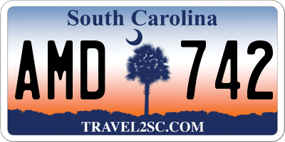 SC license plate AMD742