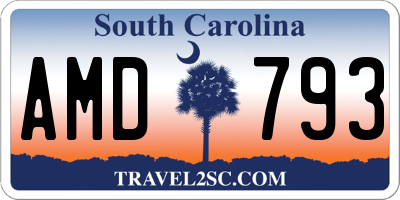 SC license plate AMD793