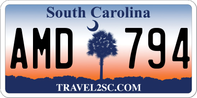 SC license plate AMD794