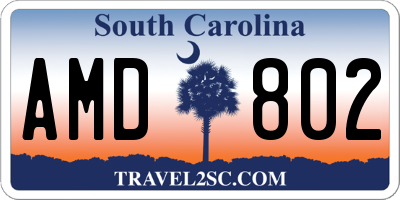 SC license plate AMD802