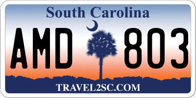 SC license plate AMD803