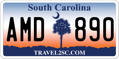 SC license plate AMD890