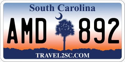 SC license plate AMD892