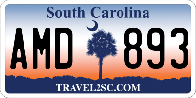 SC license plate AMD893