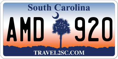 SC license plate AMD920
