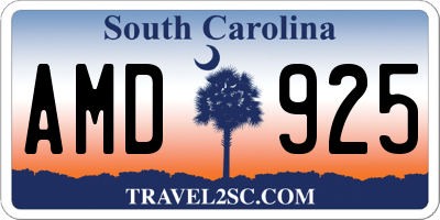 SC license plate AMD925