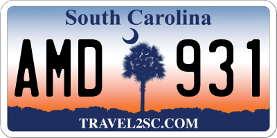 SC license plate AMD931