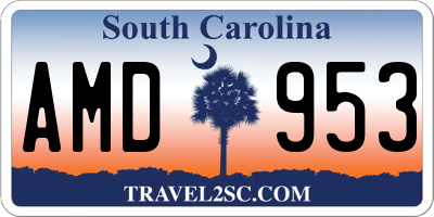 SC license plate AMD953