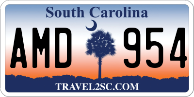 SC license plate AMD954