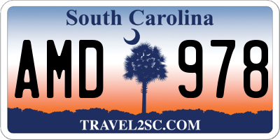 SC license plate AMD978