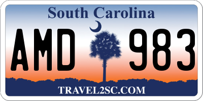 SC license plate AMD983