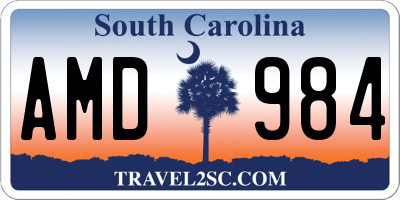 SC license plate AMD984