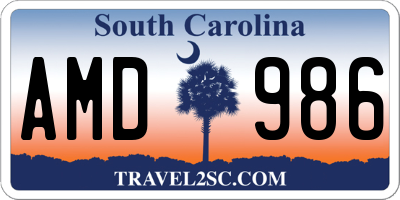 SC license plate AMD986