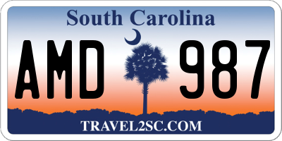 SC license plate AMD987
