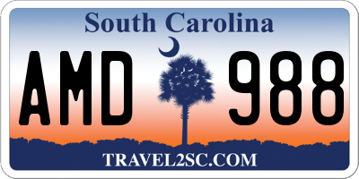 SC license plate AMD988