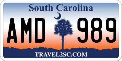 SC license plate AMD989