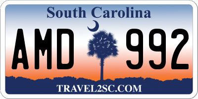 SC license plate AMD992