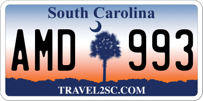 SC license plate AMD993