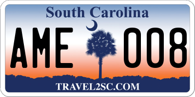 SC license plate AME008
