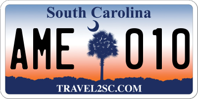 SC license plate AME010