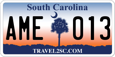 SC license plate AME013