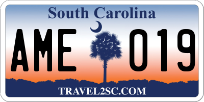 SC license plate AME019