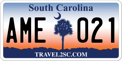 SC license plate AME021