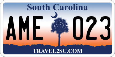SC license plate AME023
