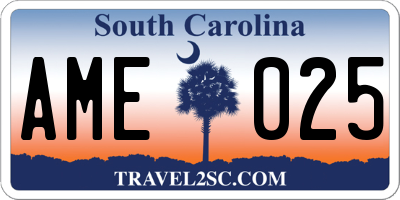 SC license plate AME025