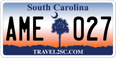 SC license plate AME027