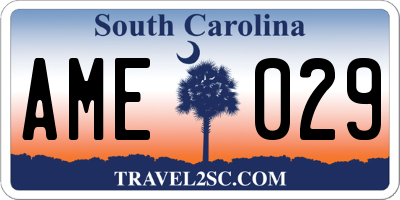 SC license plate AME029