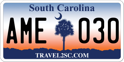 SC license plate AME030