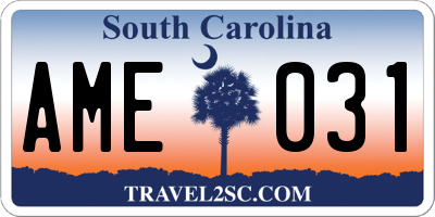 SC license plate AME031