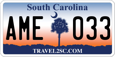 SC license plate AME033