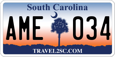 SC license plate AME034