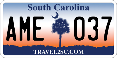 SC license plate AME037