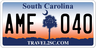 SC license plate AME040