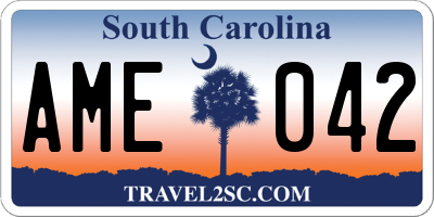 SC license plate AME042