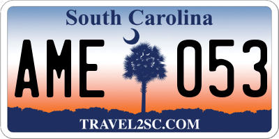 SC license plate AME053
