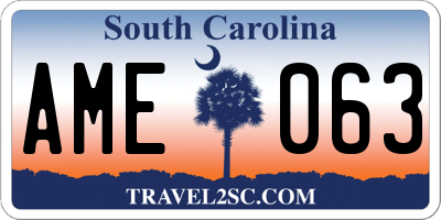 SC license plate AME063