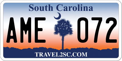 SC license plate AME072