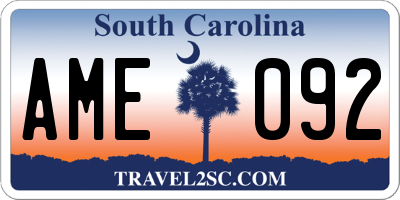 SC license plate AME092