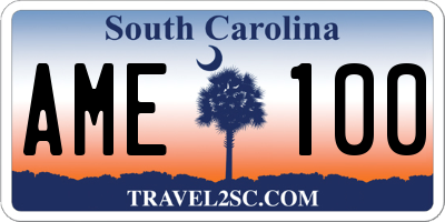 SC license plate AME100